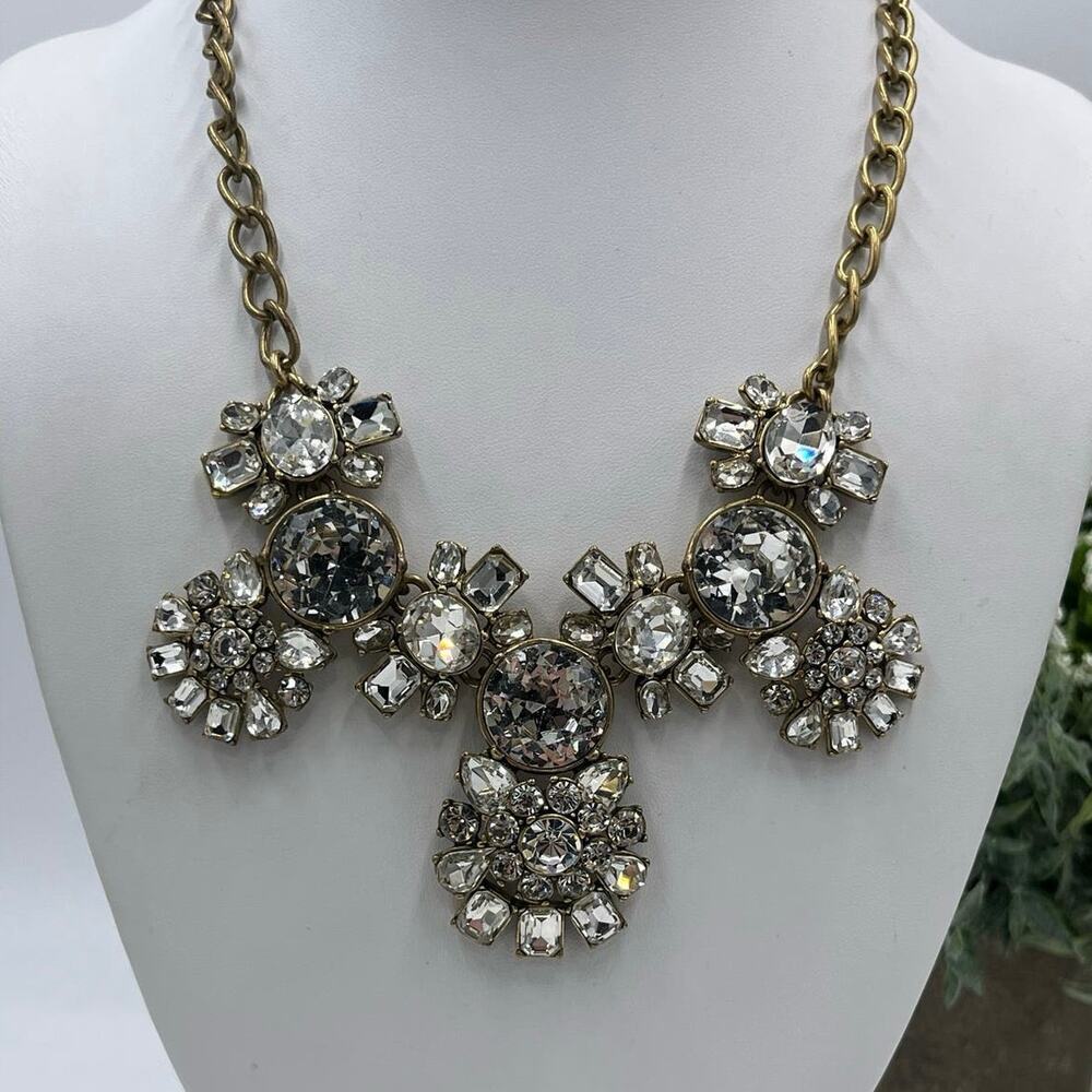 J.‎ Crew Multi Shaped Large Rhinestone Wheels Bling Statement Necklace